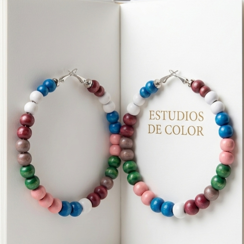 Extra-large earrings with wooden beads, super lightweight and easy to wear. 8 cm - Picture 12 of 12